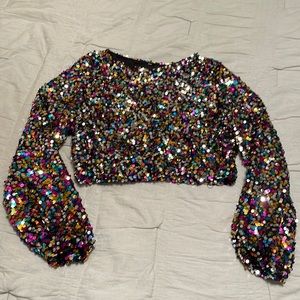 cropped sequin top